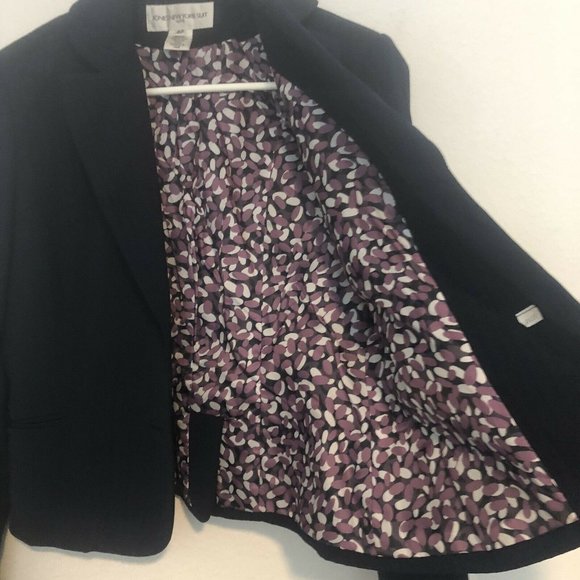 Jones New York Suit Two Button Navy With Purple Lining Women’s 6 Petite Blazer - Picture 4 of 12